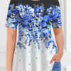Women's Plus Size Casual Purple Ombre Plant Floral Print Two Piece Pant Set