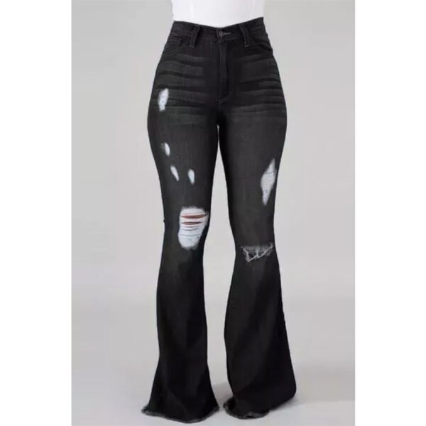 Plus Size High-Waist High Stretchy Ripped Boot Cut Jeans