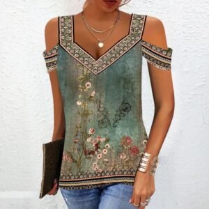 Trendy Print Green Sleeveless Top