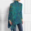 Paisley Green-Blue Ombre Mock Neck Top