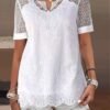 Lace Edge Lace Collar Casual Shirt