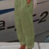 Vacation Casual Loosen Cotton Linen Solid Pants