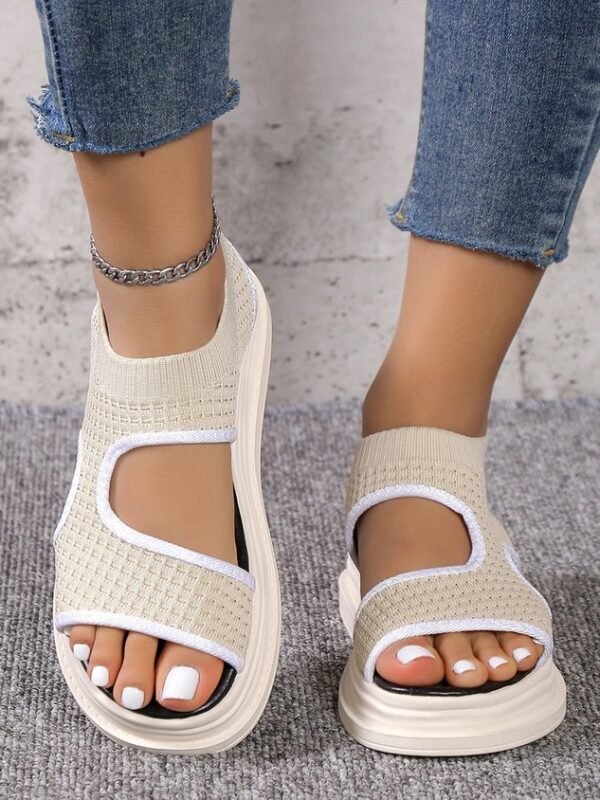 Casual Cut Out Mesh Fabric Slip On Sandals