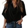 European and American sexy V-neck top T-blood short-sleeved women