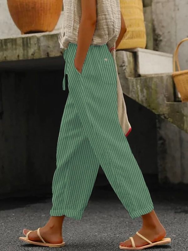Striped Cotton Loose Casual Pants