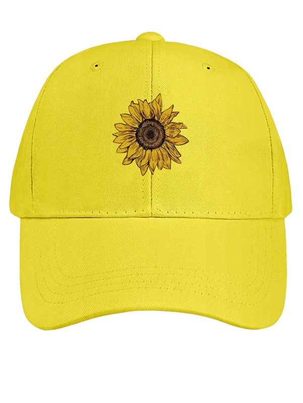 Women's Sunflower Print Cotton Fit Adjustable Hat