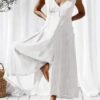 Linen V Neck Plain Jumpsuit