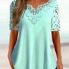 Women's Half Sleeve V-neck Lace Top
