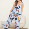 Star & Plant Sleeveless Button Up Pocket Jumpsuit