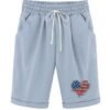 Women??s Independence Day Knee Length Bermuda Shorts Plus Size Casual Summer Loose Fit Long Shorts Elastic Waist Shorts with Pockets