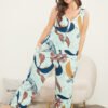 Star & Plant Sleeveless Button Up Pocket Jumpsuit