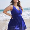 Solid Keyhole Round Neck Pocket Belted Flutter Dress