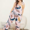 Star & Plant Sleeveless Button Up Pocket Jumpsuit