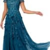 Women's Beaded Cape Long Dress