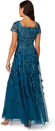 Women's Beaded Cape Long Dress