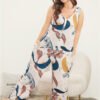 Star & Plant Sleeveless Button Up Pocket Jumpsuit