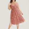 Moon And Star Sequin Detail Pocket Mesh Midi Dress