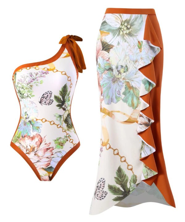 Brown-04_b35b01a6-132c-474f-893a-b2763a317e9c.jpg Women Elegant Ditsy Beachwear Flower Printed Two-Pieces Set Swimwear/ 1-1-1-1