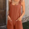 Solid Color Casual Sleeveless Women Romper With Pocket/ 1-1-1-1