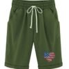 Women??s Independence Day Knee Length Bermuda Shorts Plus Size Casual Summer Loose Fit Long Shorts Elastic Waist Shorts with Pockets