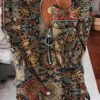 Vintage Graphic Print Zipper Design Top