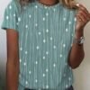 Women's Casual Holiday Weekend T-shirt Tee polka dots Short Sleeve Print Geometric Round Neck Basic Top