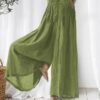 Loose Casual Color Block Cotton And Linen Jumpsuit