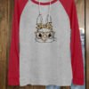 Colorblock Leopard Bunny Print Long Sleeve Top