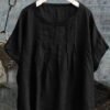 Women Plain Summer Loose Linen Shirt