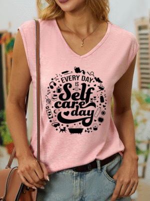 Women??s Every Day Is Self-Care Day Good Vibes Cotton Tank Top