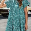 Animal Print Ruffle Sleeve Mini Dress