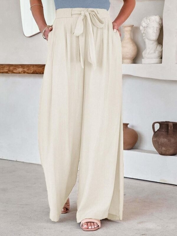 Women's Wide Leg Pants Trousers Black White Blue Fashion Casual Daily Side Pockets Wide Leg Full Length Comfort Plain S M L XL 2XL