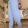 Women's Tapered pants Pants Trousers Faux Linen Black Blue Grey Fashion Casual Daily Side Pockets Baggy Full Length Comfort Plain S M L XL 2XL