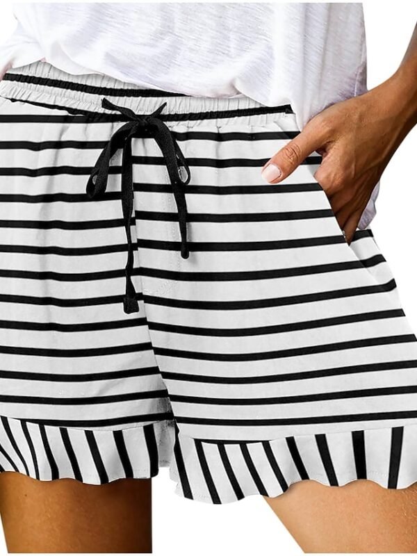 hfumyw1683192335698-1.jpg Women's Wide Leg Shorts Black White Pink Fashion Basic Holiday Weekend Ruffle Side Pockets Micro-elastic Short Comfort Floral S M L XL 2XL