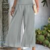 Women's Wide Leg Pants Trousers Palazzo Pants Cotton Navy Black White Fashion Basic Vacation Beach Baggy High Cut Micro-elastic Ankle-Length Comfort Plain S M L XL 2XL