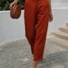 Women's Pants Trousers Yellow Red Green Fashion Casual Daily Side Pockets Ankle-Length Comfort Plain One-Size